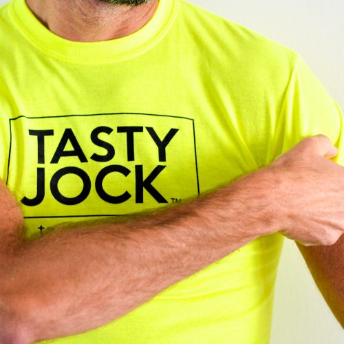 yellow tasty jock logo shirt